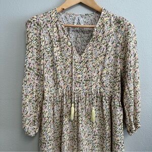 Seraphine Dress Maternity Nursing Floral Long 3/4 Sleeve Green Yellow Women's 4